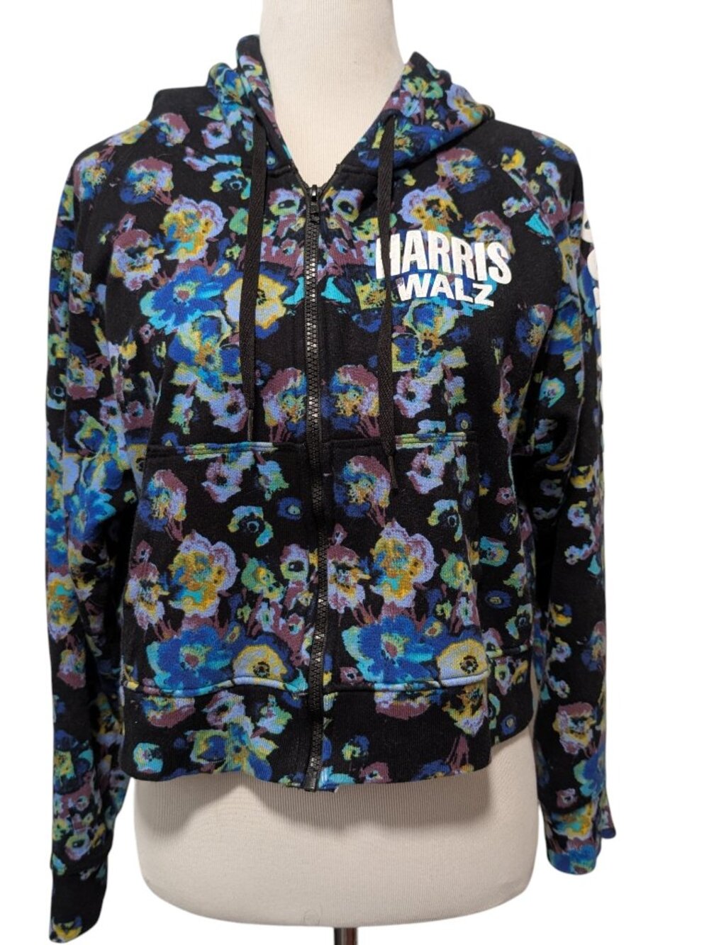 Designers For Democracy Ulla Johnson Sz L Harris Walz Blue Floral Cropped Hoodie